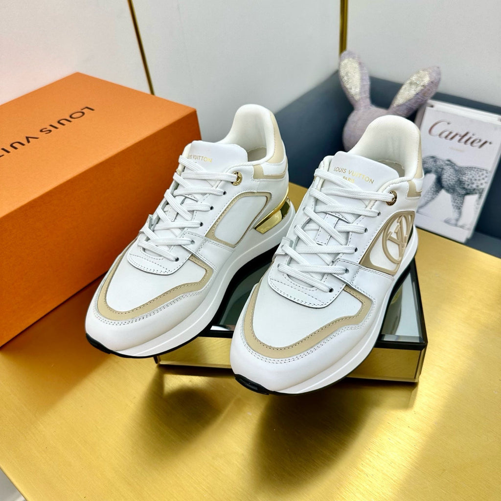 NEO RUN AWAY SNEAKER IN WHITE MIX GOLD CALFSKIN