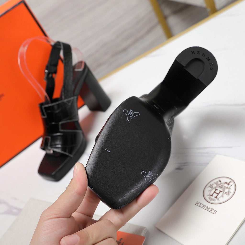 ERIS 95 SANDAL BLACK CALFSKIN PATTERNED