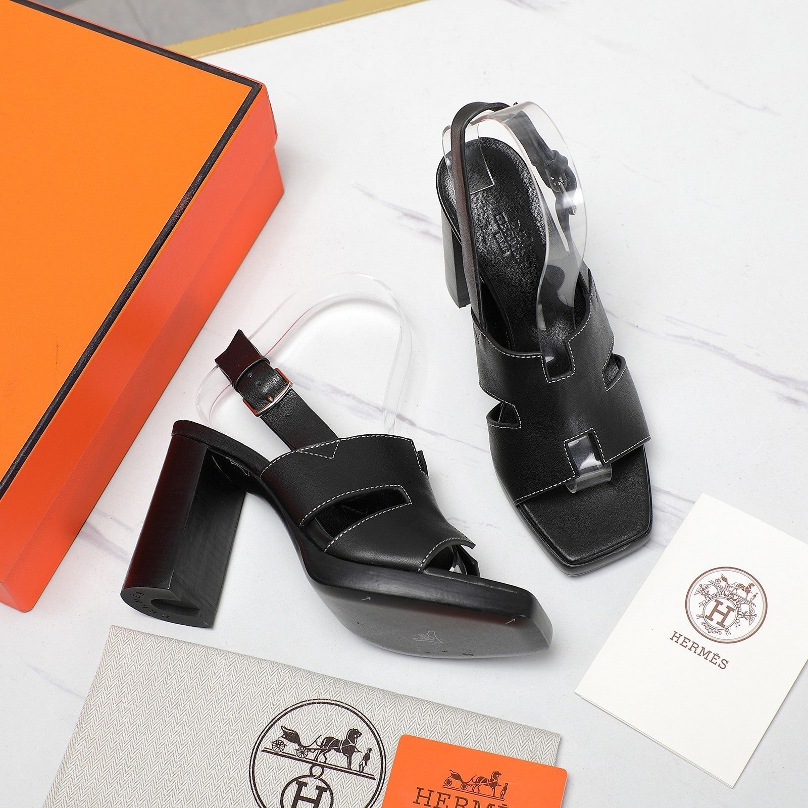 ERIS 95 SANDAL BLACK CALFSKIN