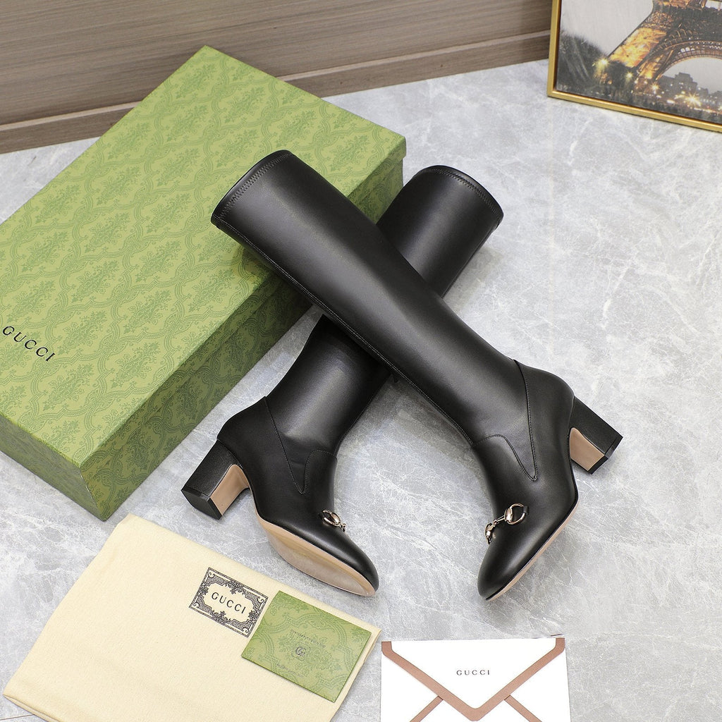 GG HORSEBIT KNEE HIGH BOOTS IN BLACK SHEEPSKIN