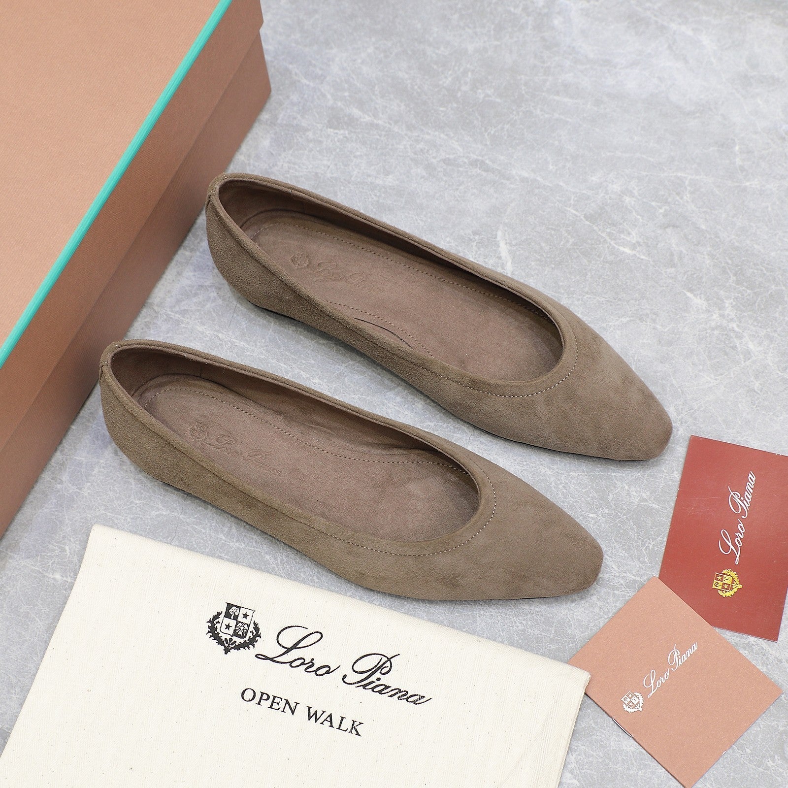 CLASSIC BALLET SHOES IN HEAVY BROWN SUEDE