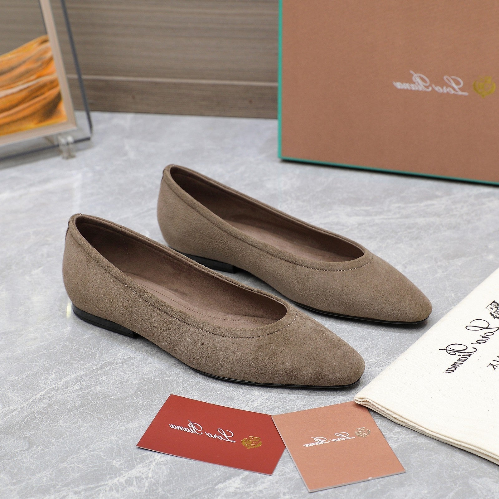 CLASSIC BALLET SHOES IN HEAVY BROWN SUEDE