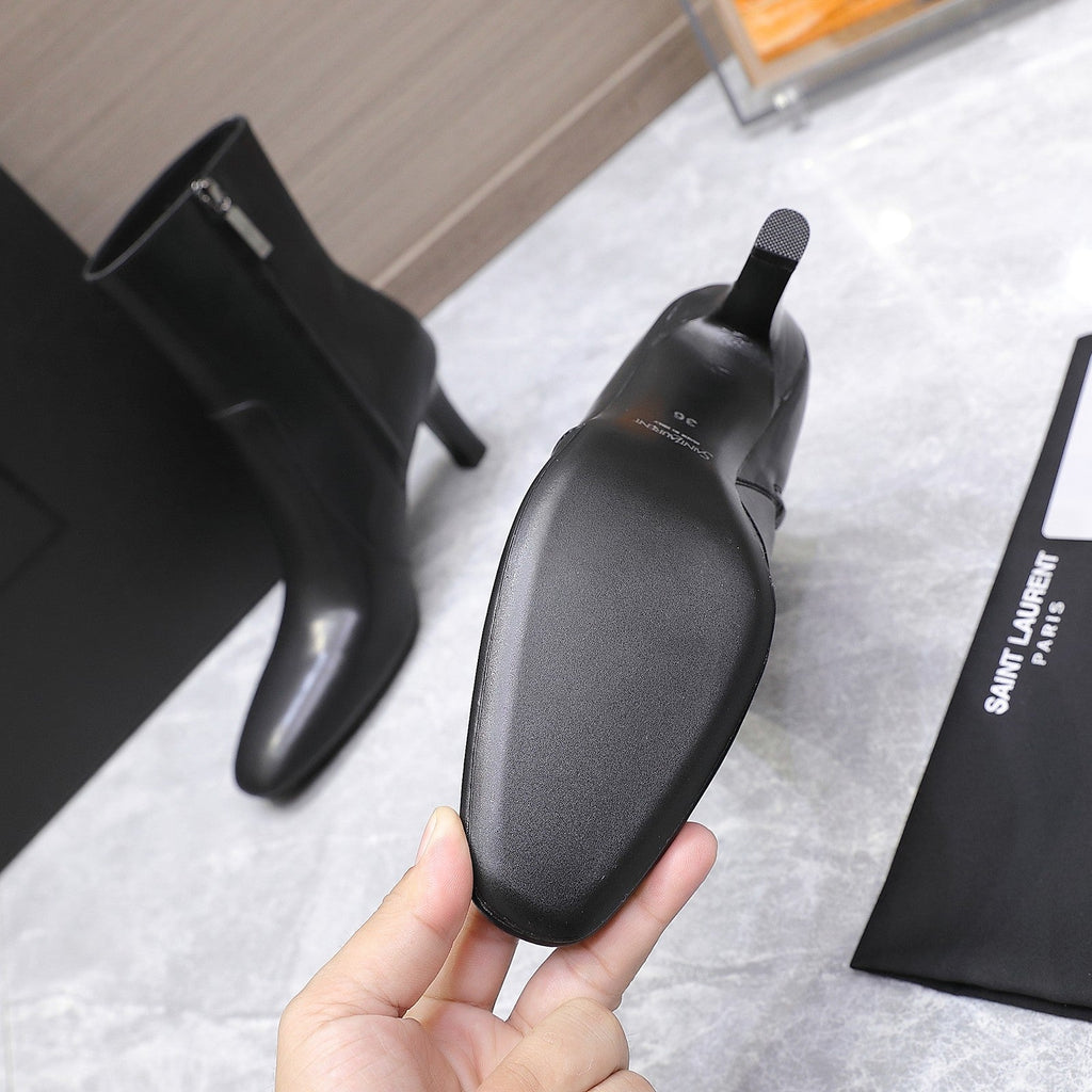 YSL 25S ANKLE BOOTS 70 MM IN BLACK LAMBSKIN