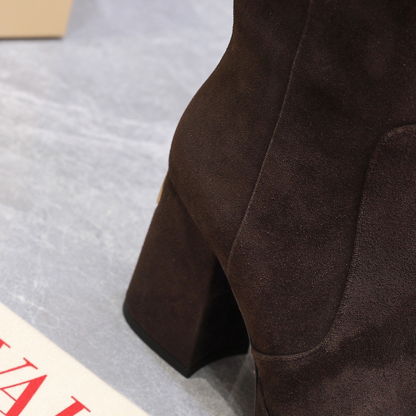 VALENTINO 25S ANKLE BOOTS WITH ZIPPER 90 MM IN DARK BROWN SUEDE
