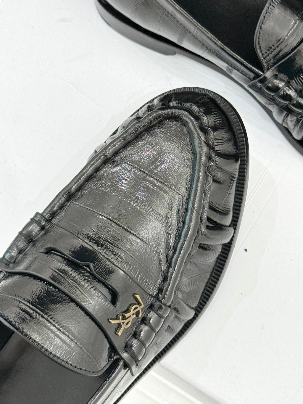 YSL 25S LOAFERS IN BLACK EMBOSSED LAMBSKIN