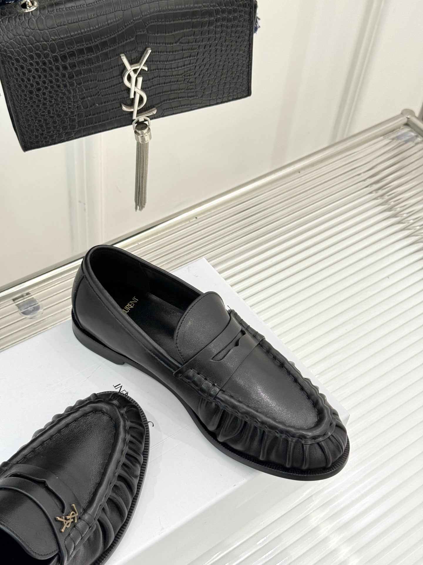YSL 25S LOAFERS IN BLACK LAMBSKIN