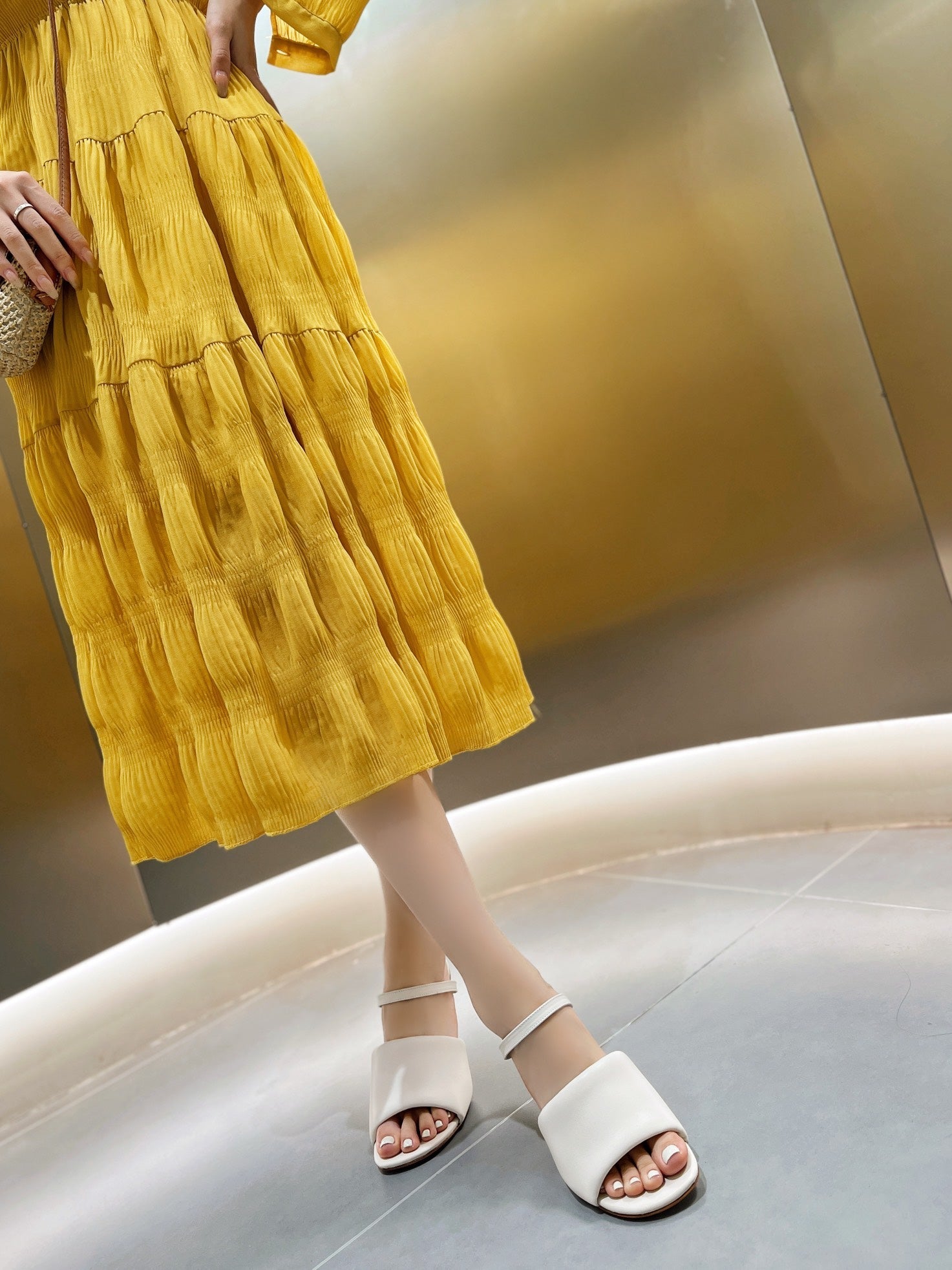 FENDI BAGUETTE HIGH-HEEL SANDALS 8 CM IN WHITE CALFSKIN