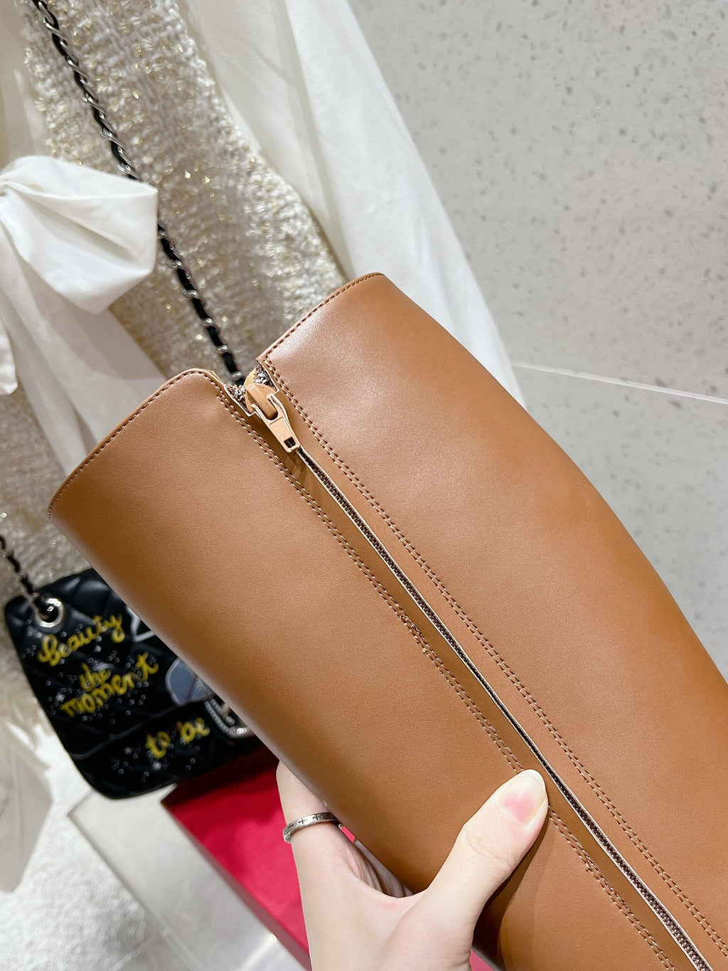 VALENTINO 25S KNEE-HIGH BOOTS IN BROWN CALFSKIN STYLE 8