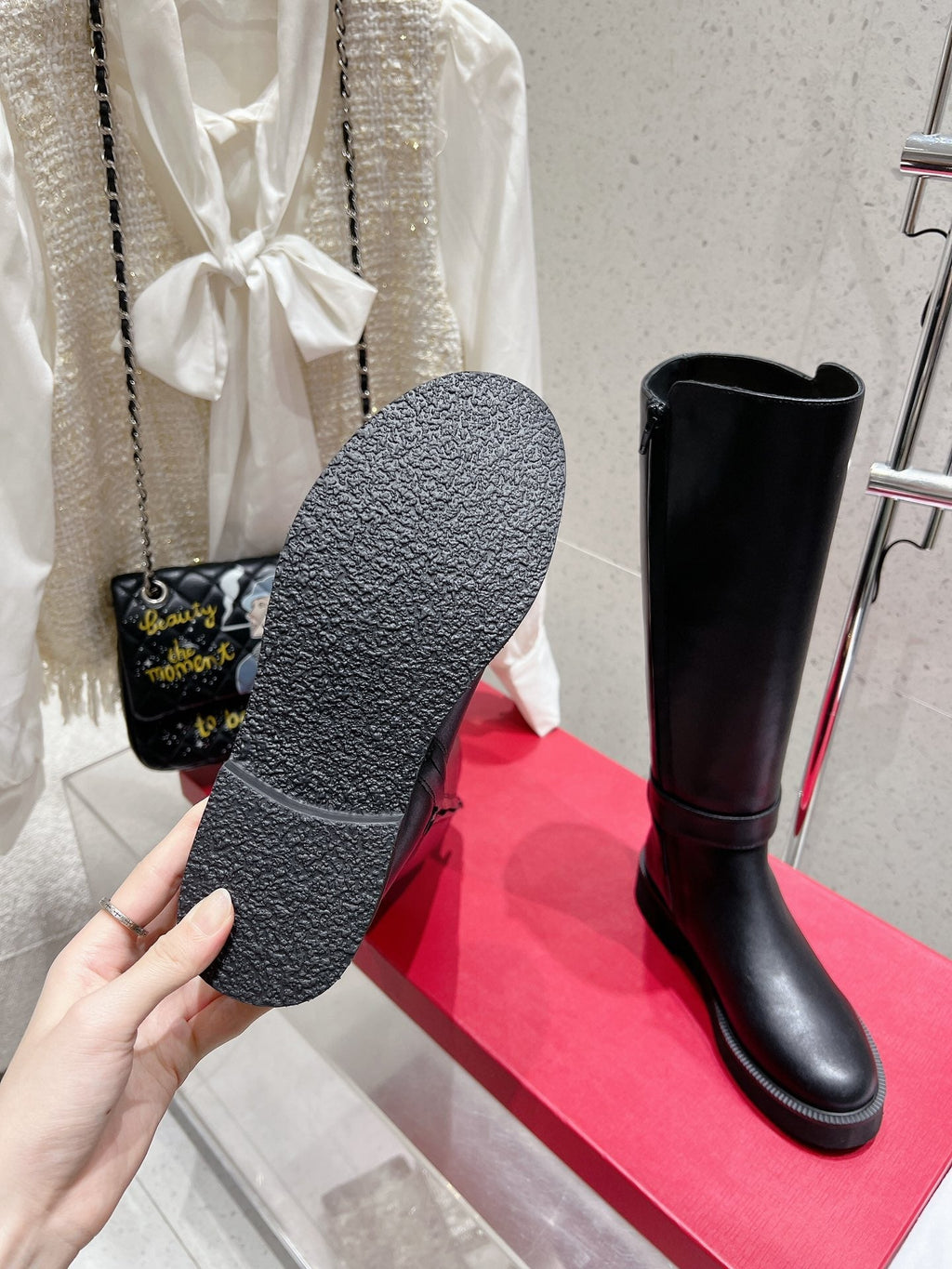 VALENTINO 25S KNEE-HIGH BOOTS IN BLACK CALFSKIN STYLE 7