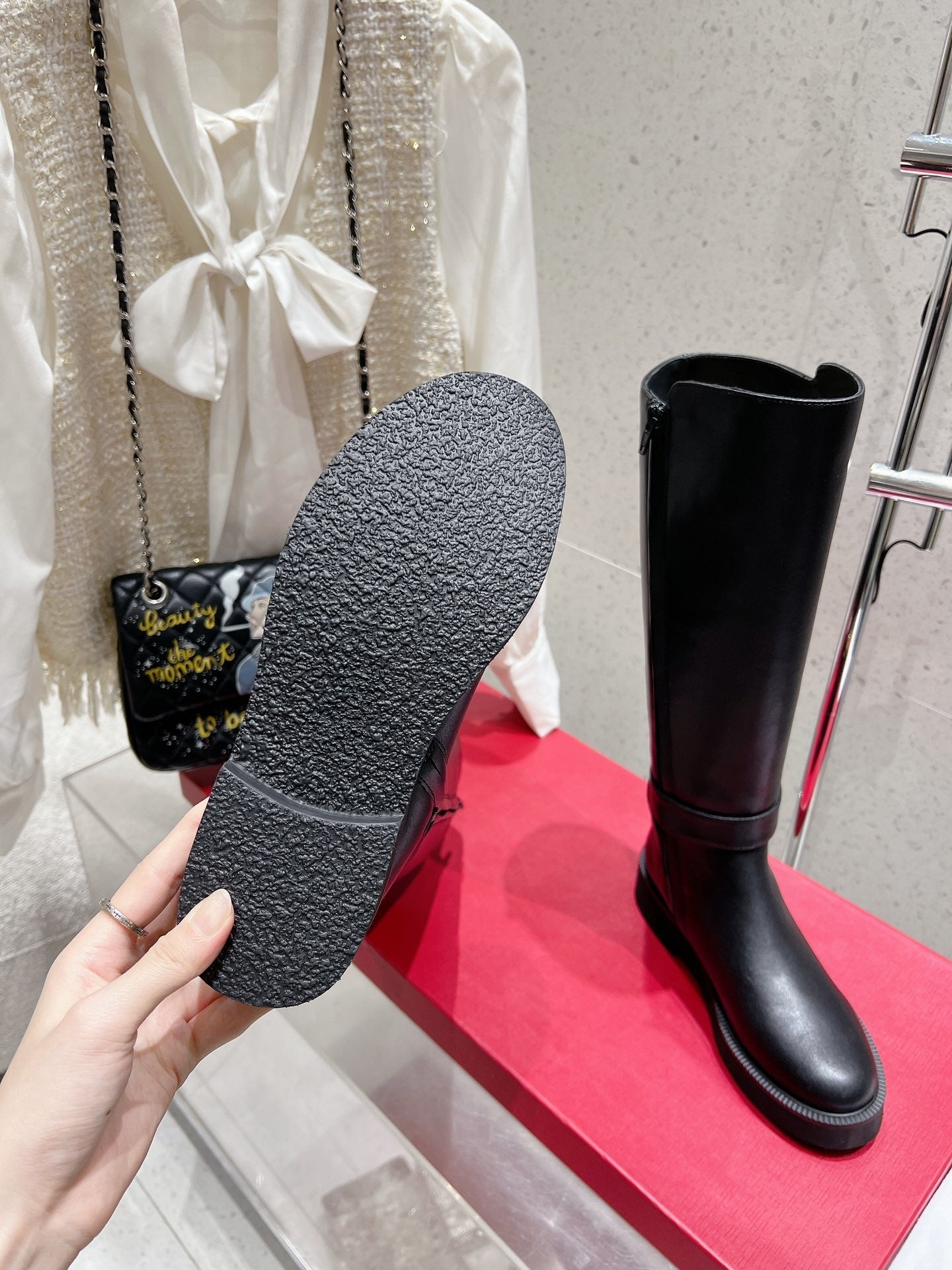 VALENTINO 25S KNEE-HIGH BOOTS IN BLACK CALFSKIN STYLE 7