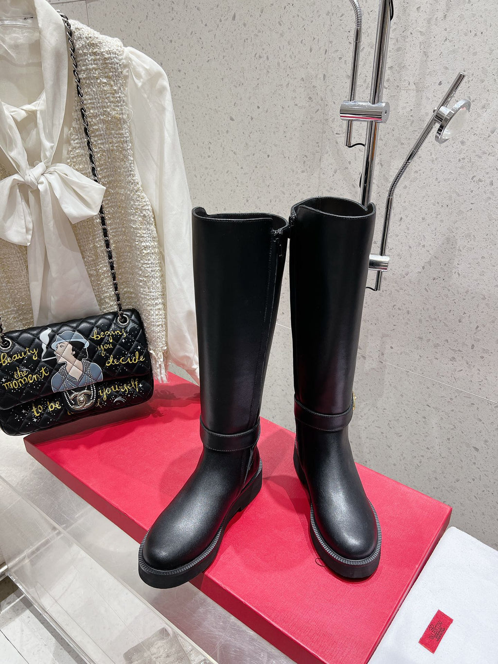 VALENTINO 25S KNEE-HIGH BOOTS IN BLACK CALFSKIN STYLE 7