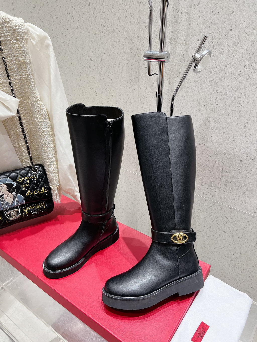 VALENTINO 25S KNEE-HIGH BOOTS IN BLACK CALFSKIN STYLE 7