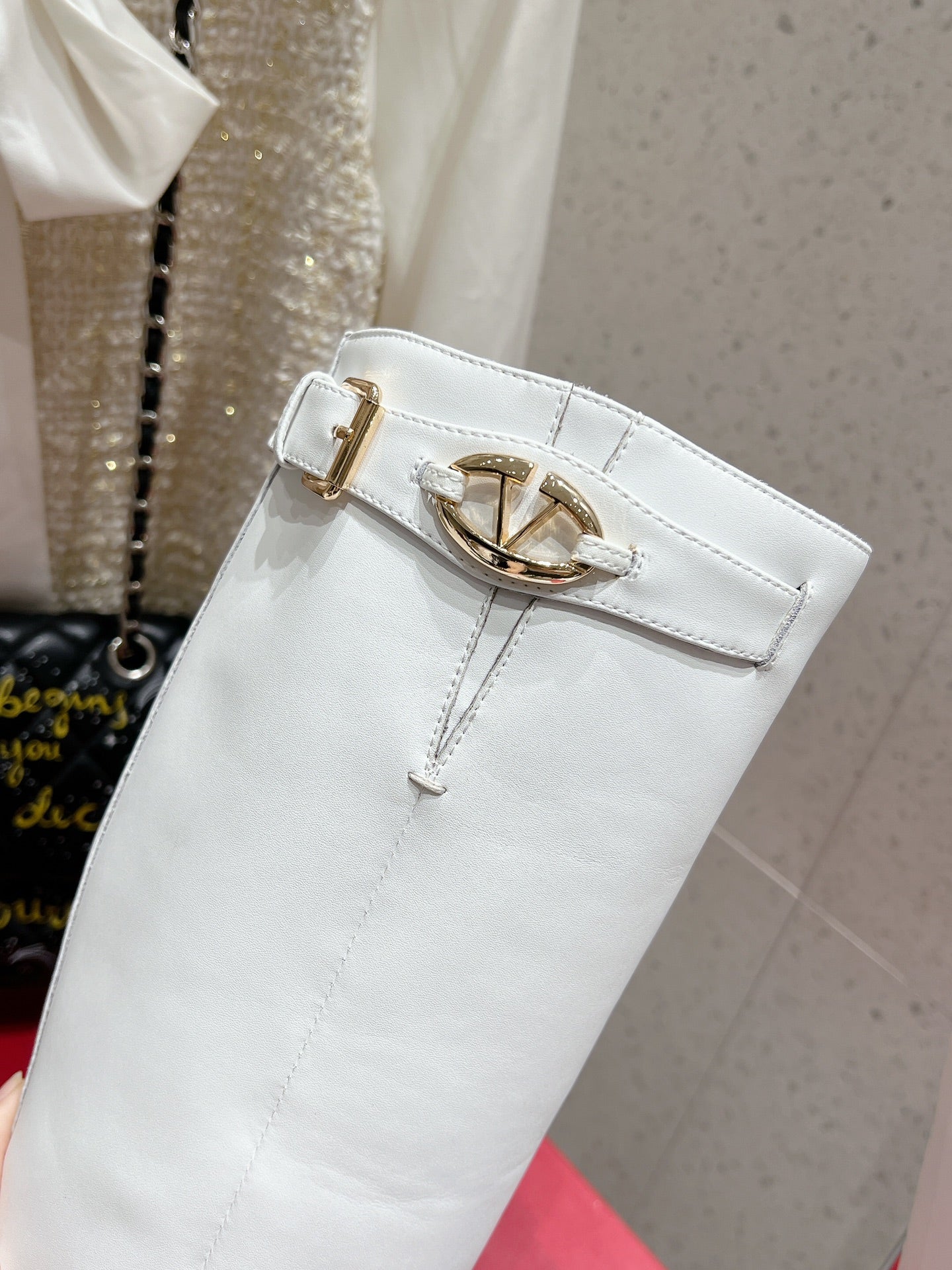 VALENTINO 25S KNEE-HIGH BOOTS IN WHITE CALFSKIN STYLE 6