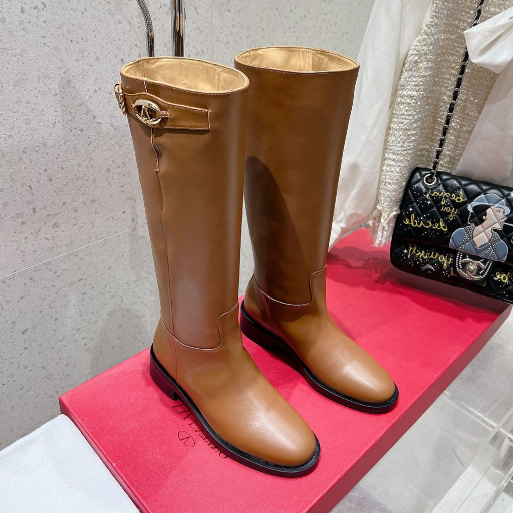 VALENTINO 25S KNEE-HIGH BOOTS IN BROWN CALFSKIN STYLE 5
