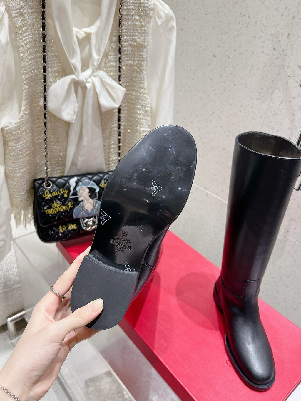 VALENTINO 25S KNEE-HIGH BOOTS IN BLACK CALFSKIN STYLE 4