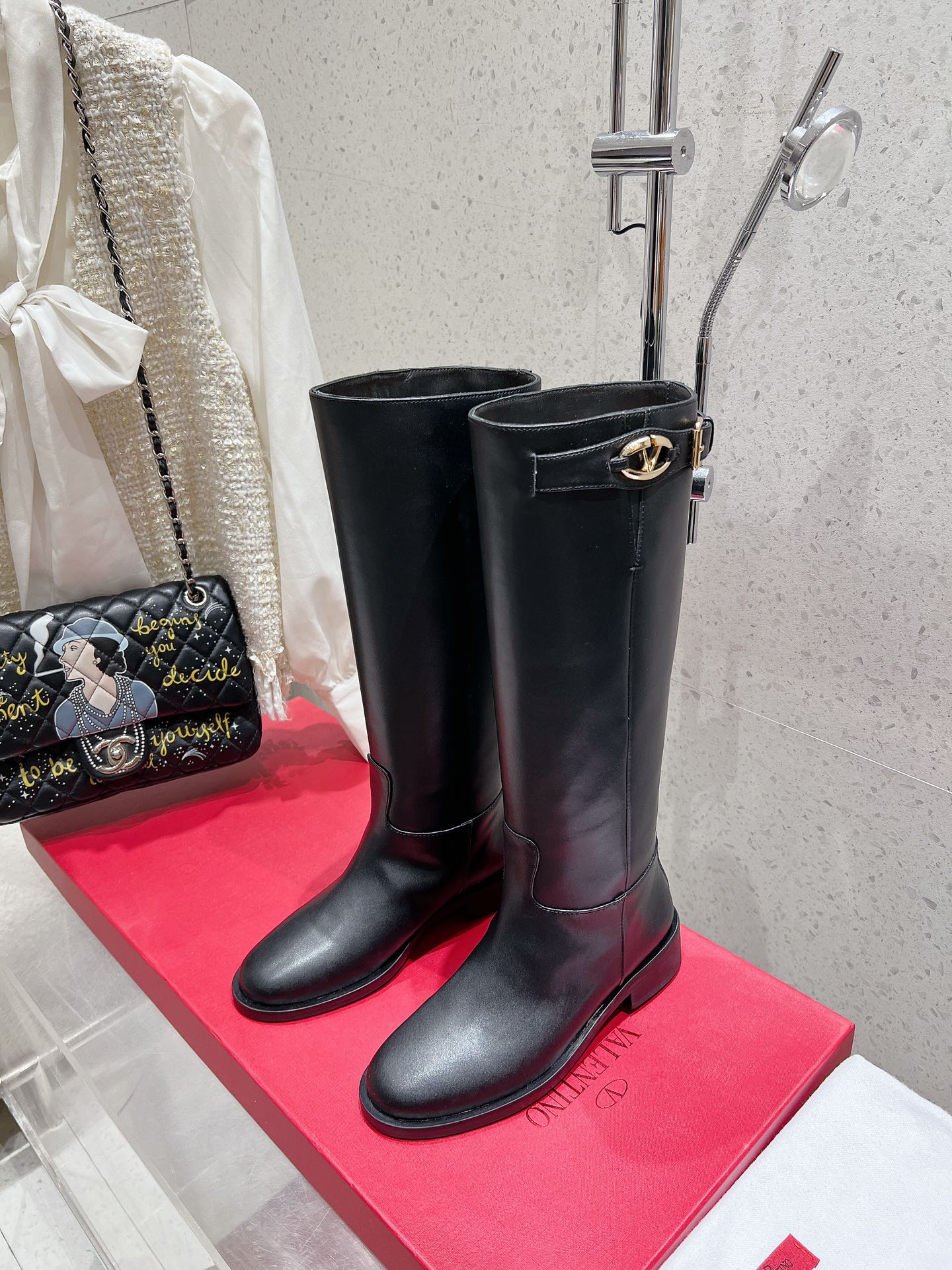 VALENTINO 25S KNEE-HIGH BOOTS IN BLACK CALFSKIN STYLE 4