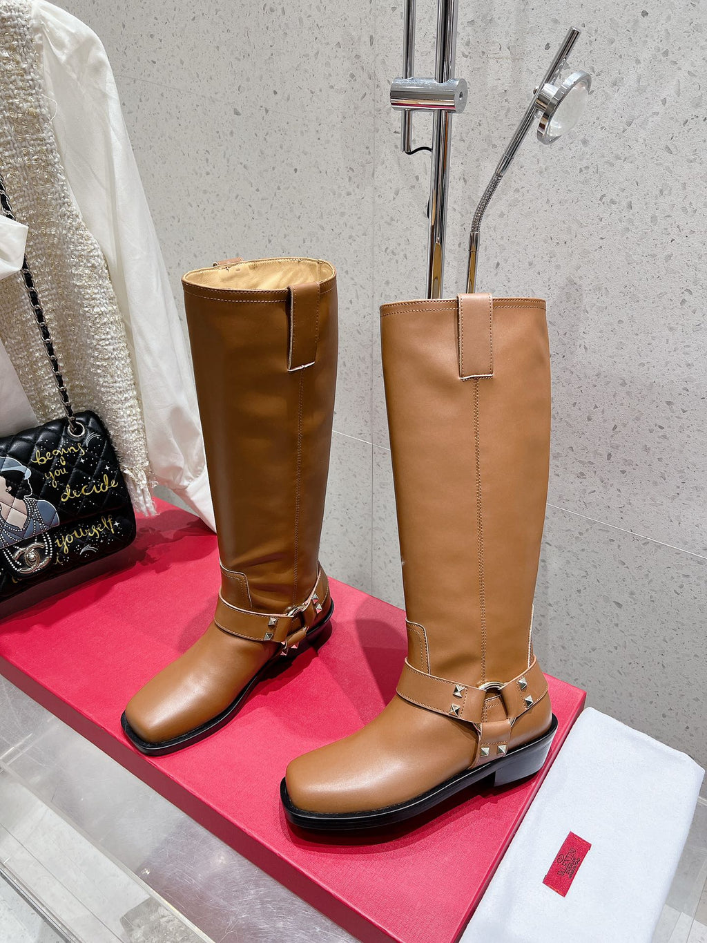 VALENTINO 25S KNEE-HIGH BOOTS IN BROWN CALFSKIN STYLE 2