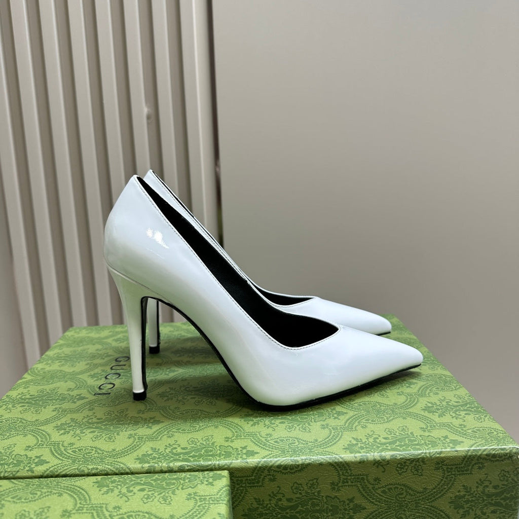 GG 105 HIGH HEEL PUMP WHITE LAMBSKIN
