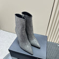 SL OPYUM GLITTER HEELED BOOT BLACK CALFSKIN