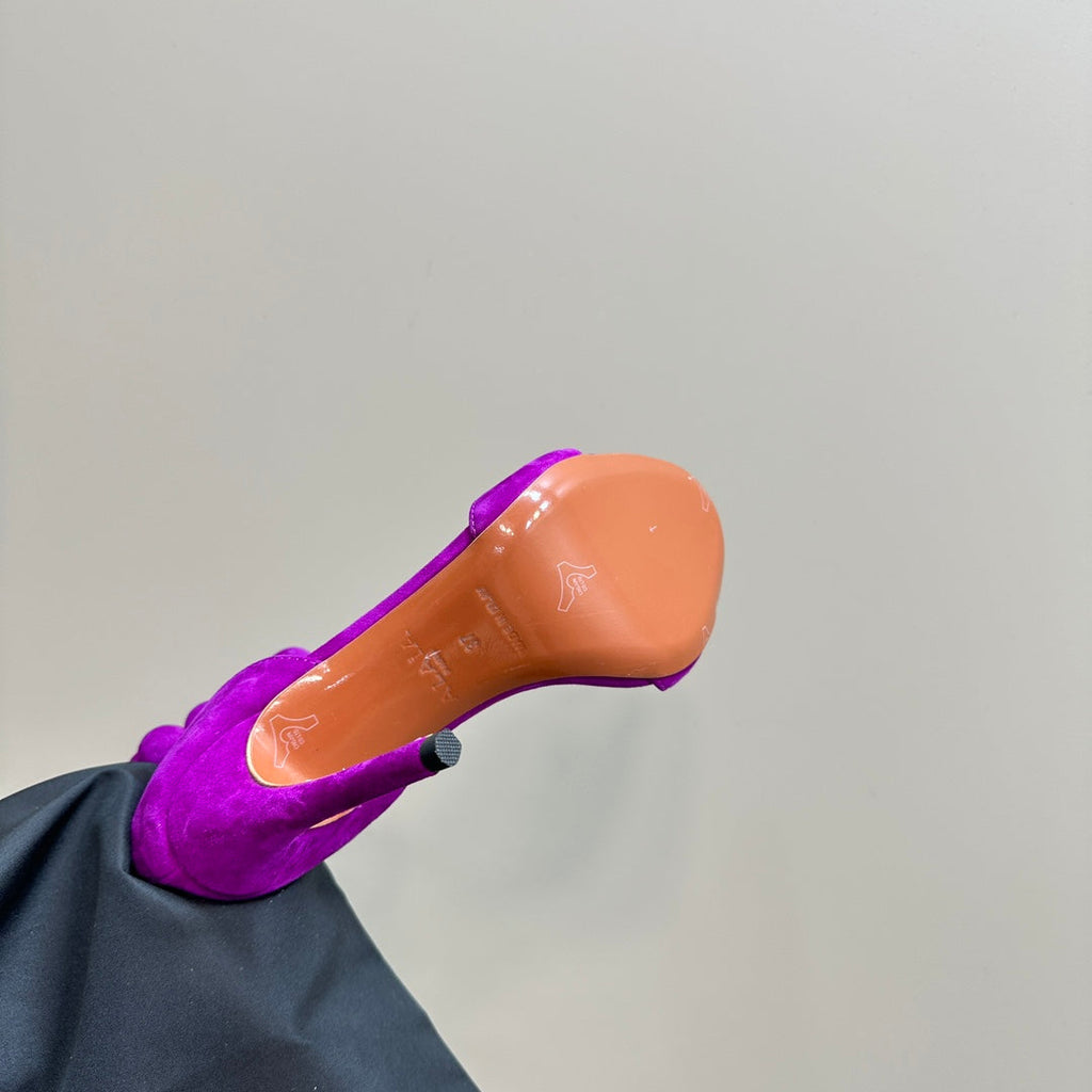 ALAIA HIGH HEEL SANDAL 10 CM IN MAGENTA PINK SUEDE