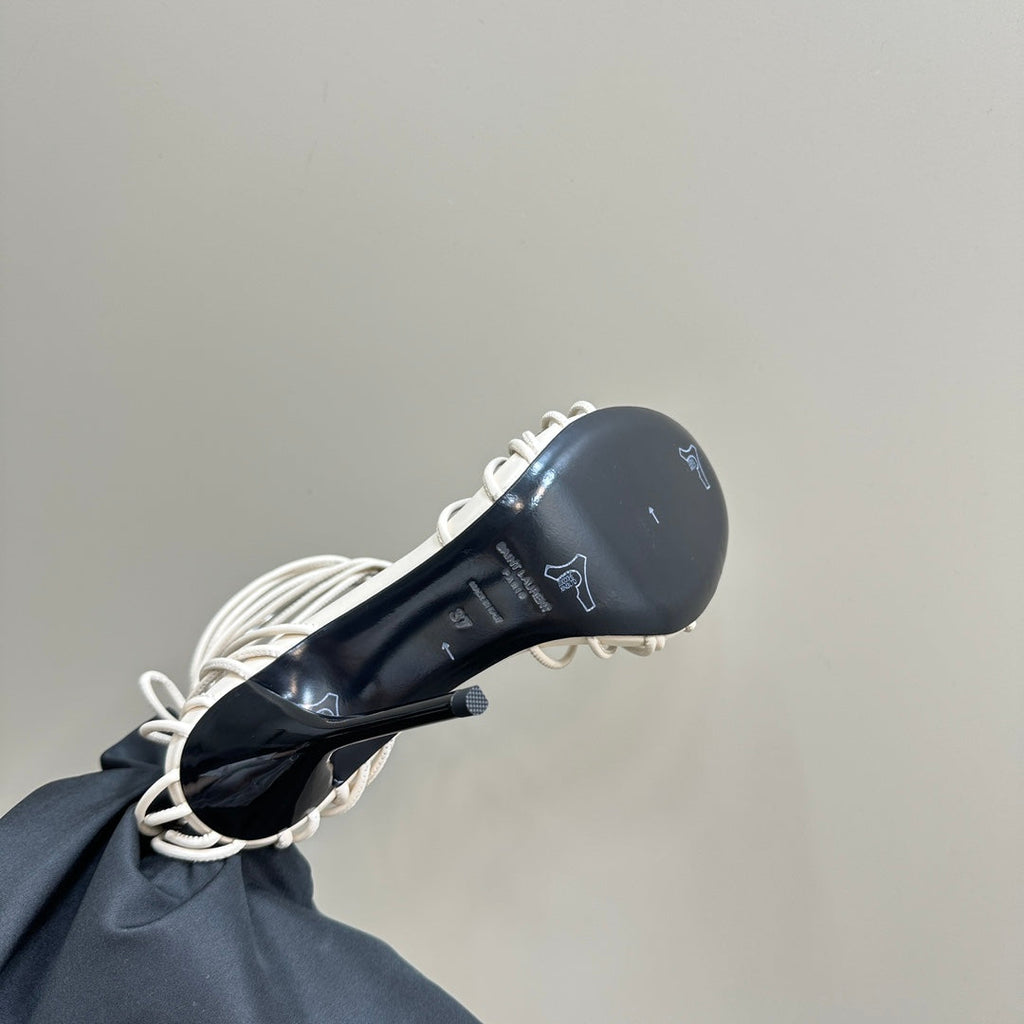 SL BABYLONE SANDALS 105 WHITE LAMBSKIN