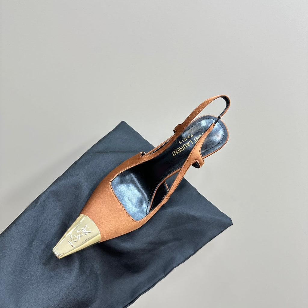 SL JEANNE SLINGBACK PUMPS TANGERINE SATIN