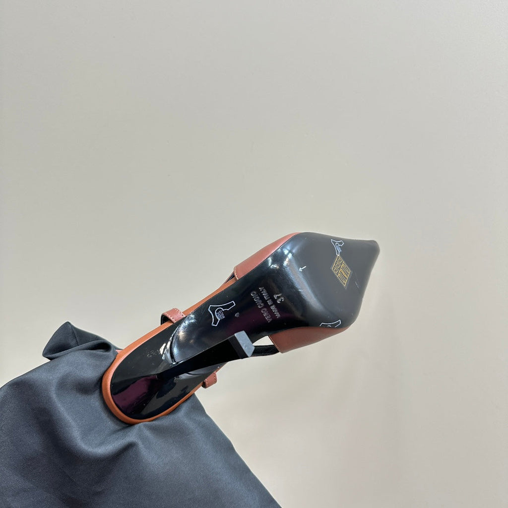 SL JEANNE SLINGBACK PUMPS RUST CALFSKIN