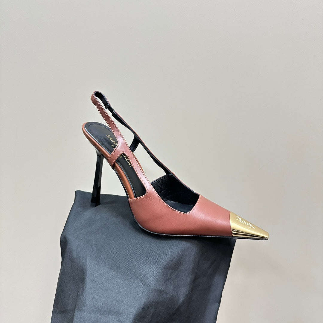 SL JEANNE SLINGBACK PUMPS RUST CALFSKIN