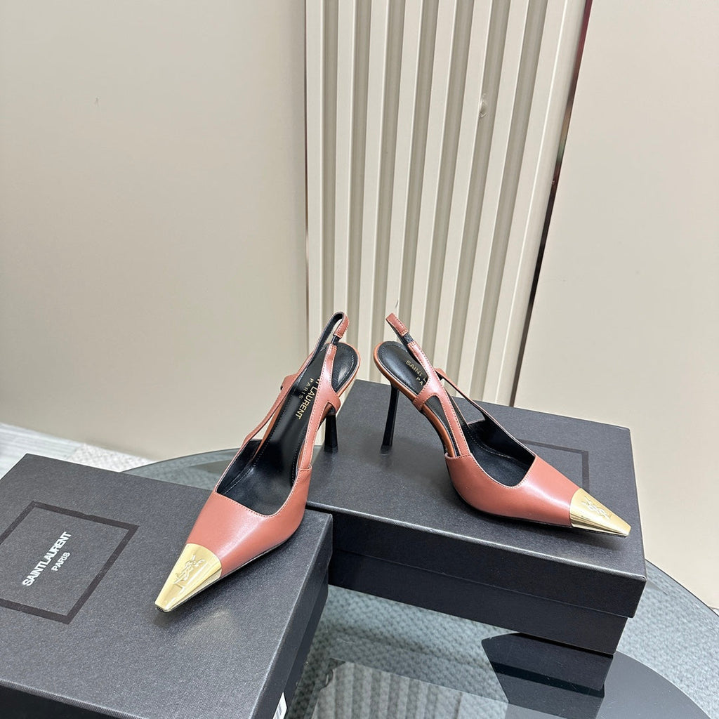 SL JEANNE SLINGBACK PUMPS RUST CALFSKIN