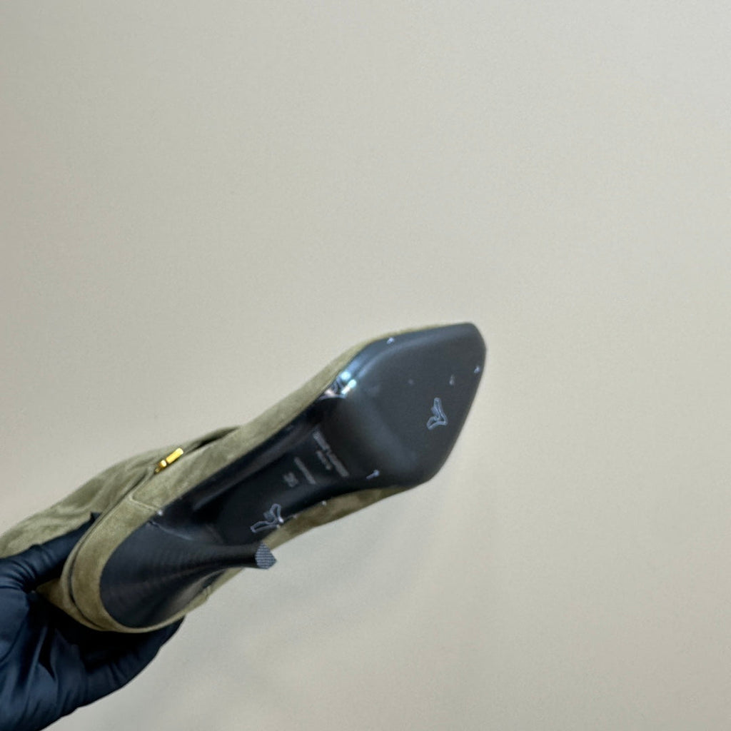 NIKI BOOTIES IN BASIL GREEN SUEDE