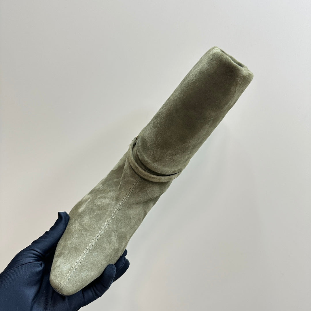 NIKI BOOTIES IN BASIL GREEN SUEDE