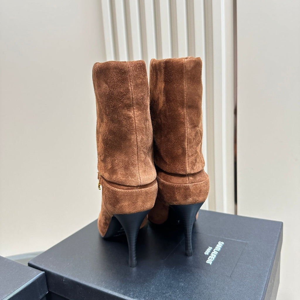 NIKI BOOTIES IN ASH BROWN SUEDE