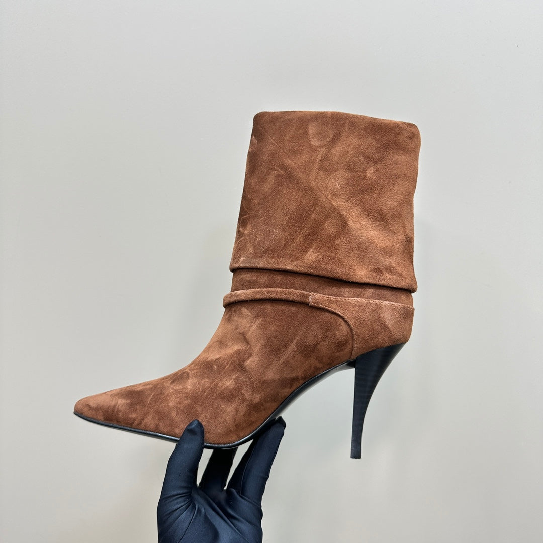 NIKI BOOTIES IN ASH BROWN SUEDE