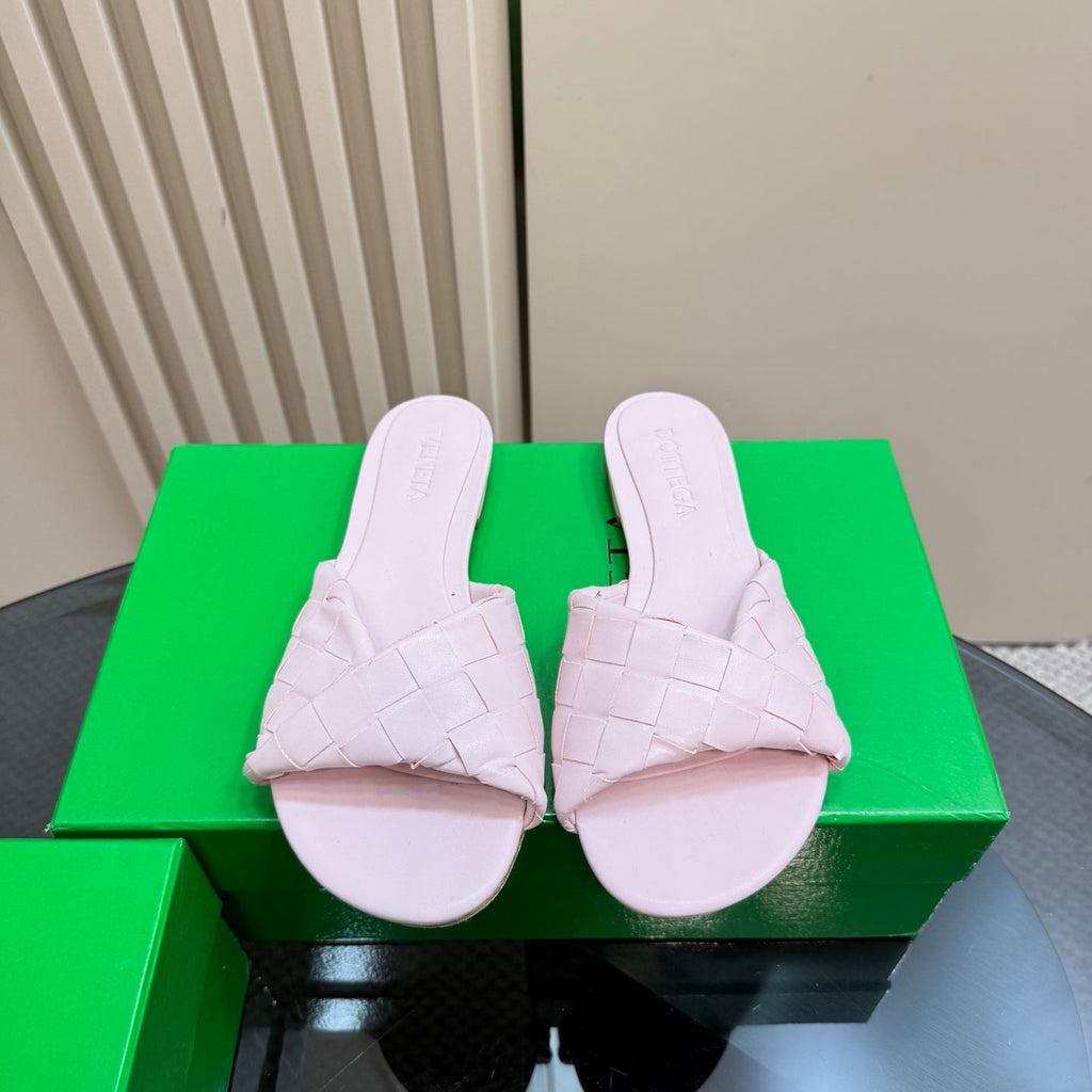 BLINK FLAT MULE IN LIGHT PINK INTRECCIATO LEATHER