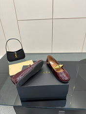 ALAIA BALLET SHOES 25S IN DARK RED PATENT LEATHER WITH GOLD HARDWARE