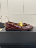 ALAIA BALLET SHOES 25S IN DARK RED PATENT LEATHER WITH GOLD HARDWARE
