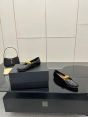 ALAIA BALLET SHOES 25S IN BLACK PATENT LEATHER WITH GOLD HARDWARE