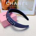 THICK HAIRBAND IN CLASSIC BLUE DENIM EMBROIDERED LOGO 217589