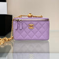 CHANEL 25S MINI VANITY BAG 16 CM IN PURPLE LAMBSKIN WITH GOLD HARDWARE