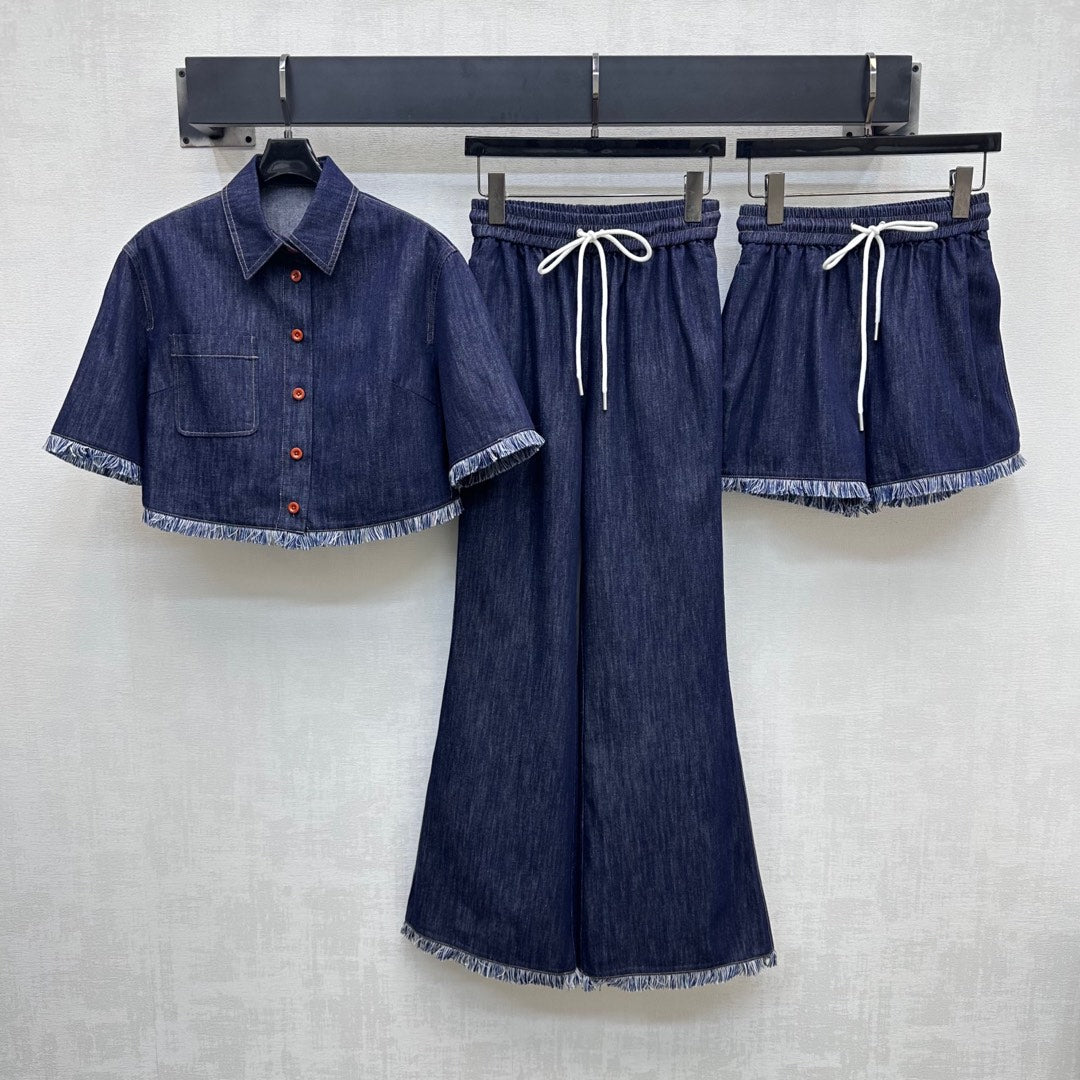 ZIMMERMAN 25S SHORT SLEEVE DENIM SHIRT 264724