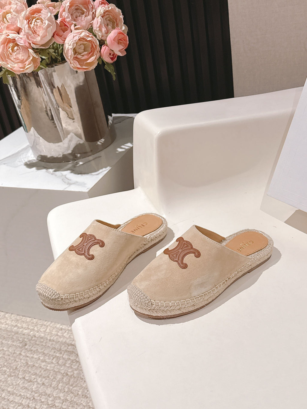 CELINE 25S LES ESPADRILLES MULE IN BEIGE SUEDE