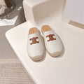 CELINE 25S LES ESPADRILLES MULE IN WHITE CANVAS