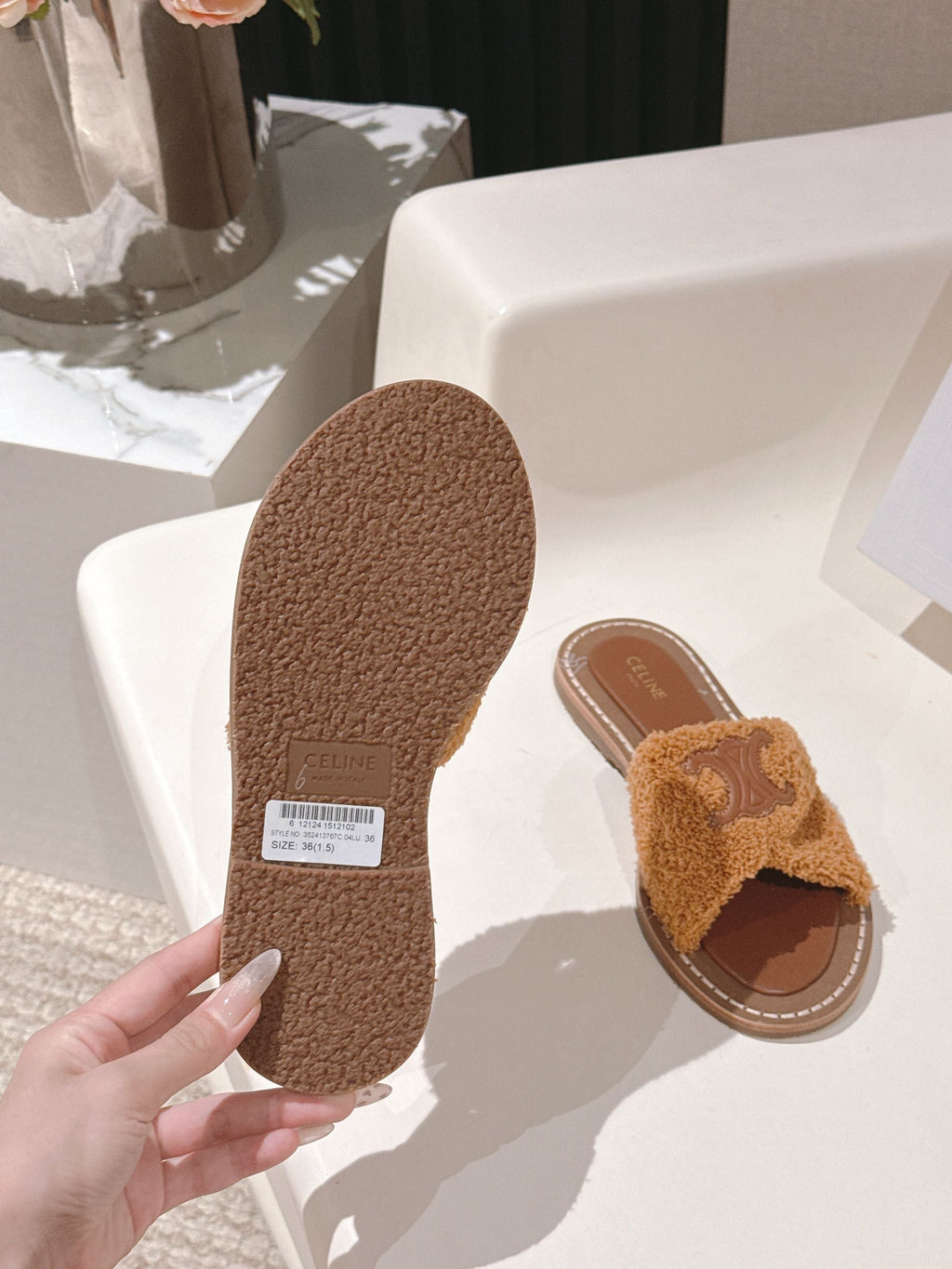 CELINE 25S LYMPIA TWISTED SANDAL IN BURNT ORANGE SPONGE FABRIC