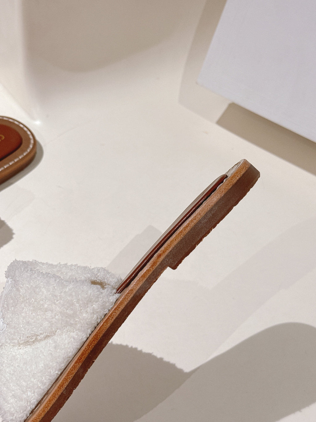 CELINE 25S LYMPIA TWISTED SANDAL IN WHITE SPONGE FABRIC