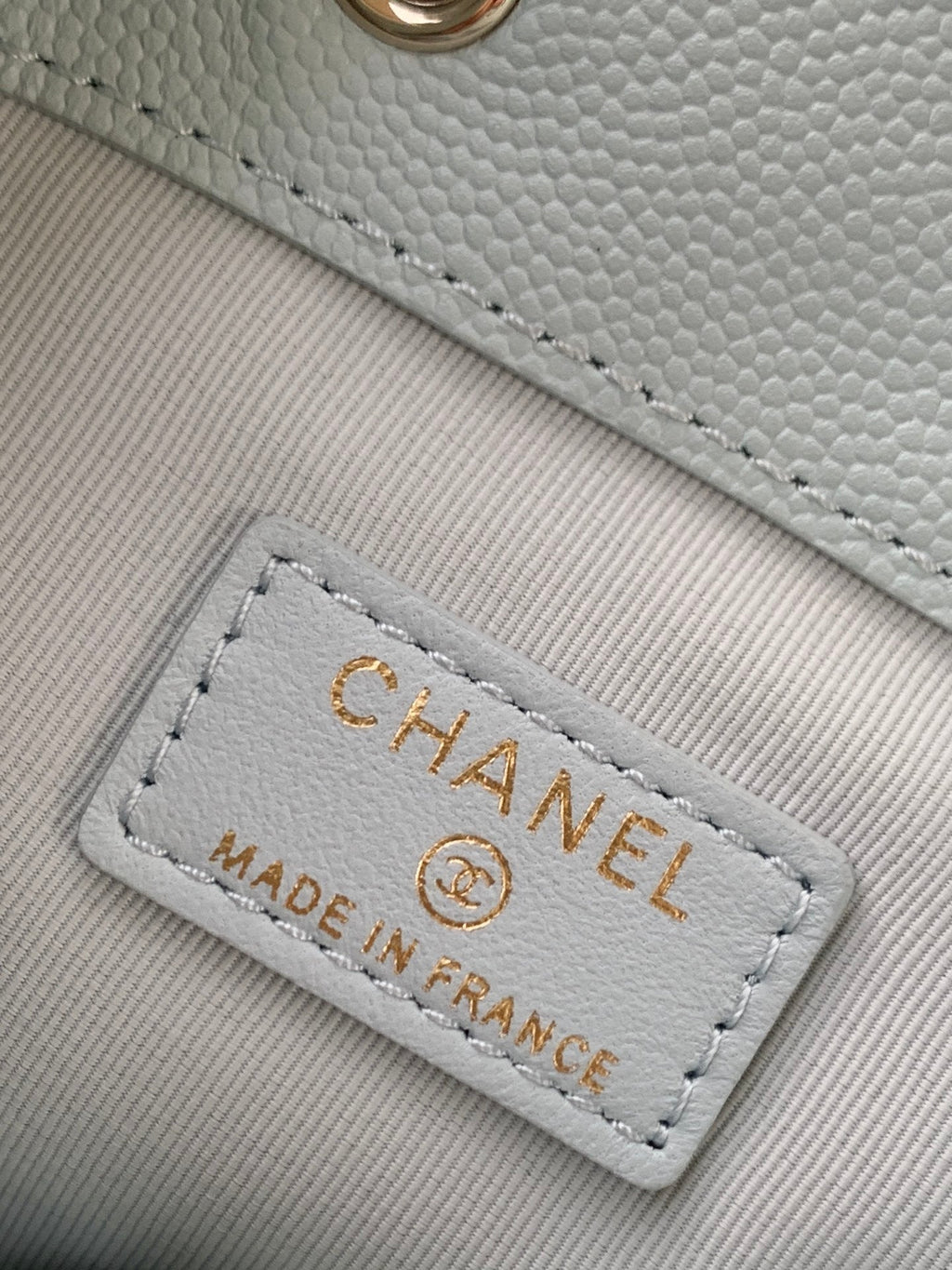 CHANEL 25S MINI BUCKET BAG 12 IN LIGHT BLUE CALFSKIN GOLD HARDWARE
