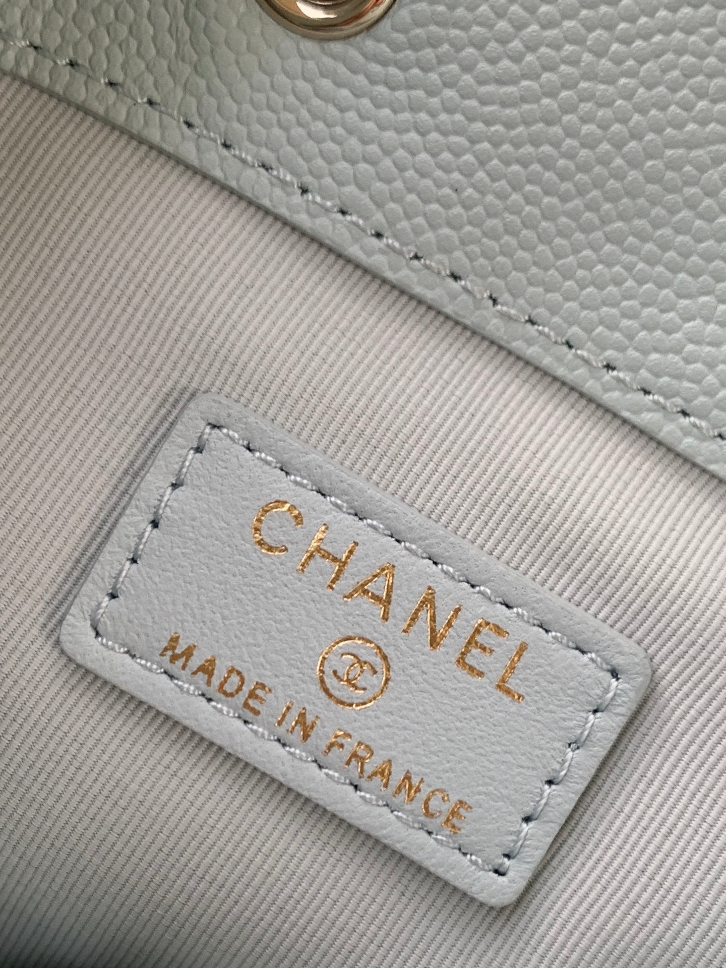 CHANEL 25S MINI BUCKET BAG 12 IN LIGHT BLUE CALFSKIN GOLD HARDWARE