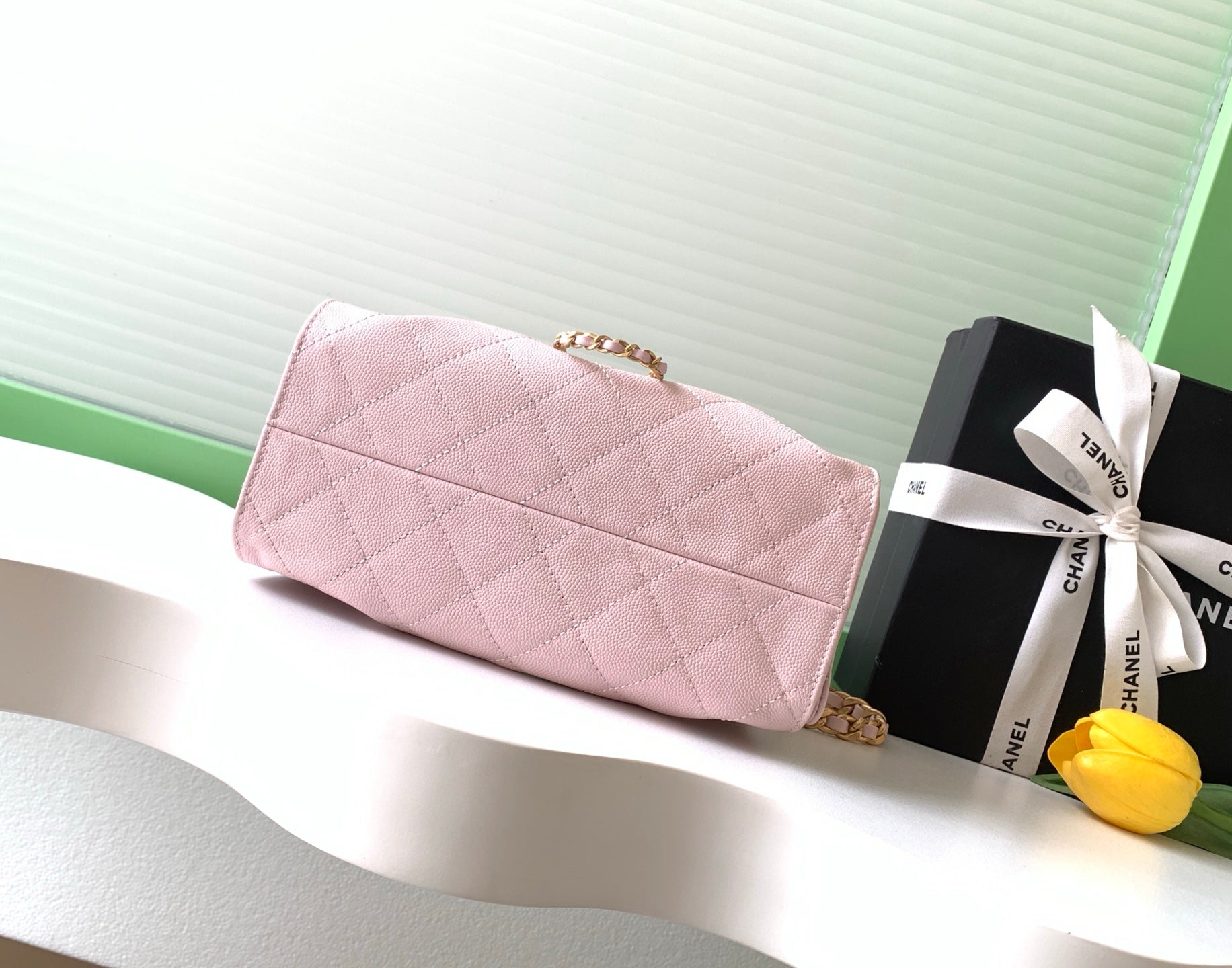 CHANEL 25S HOBO BAG 22 IN LIGHT PINK CAVIAR WITH GOLD HARDWARE