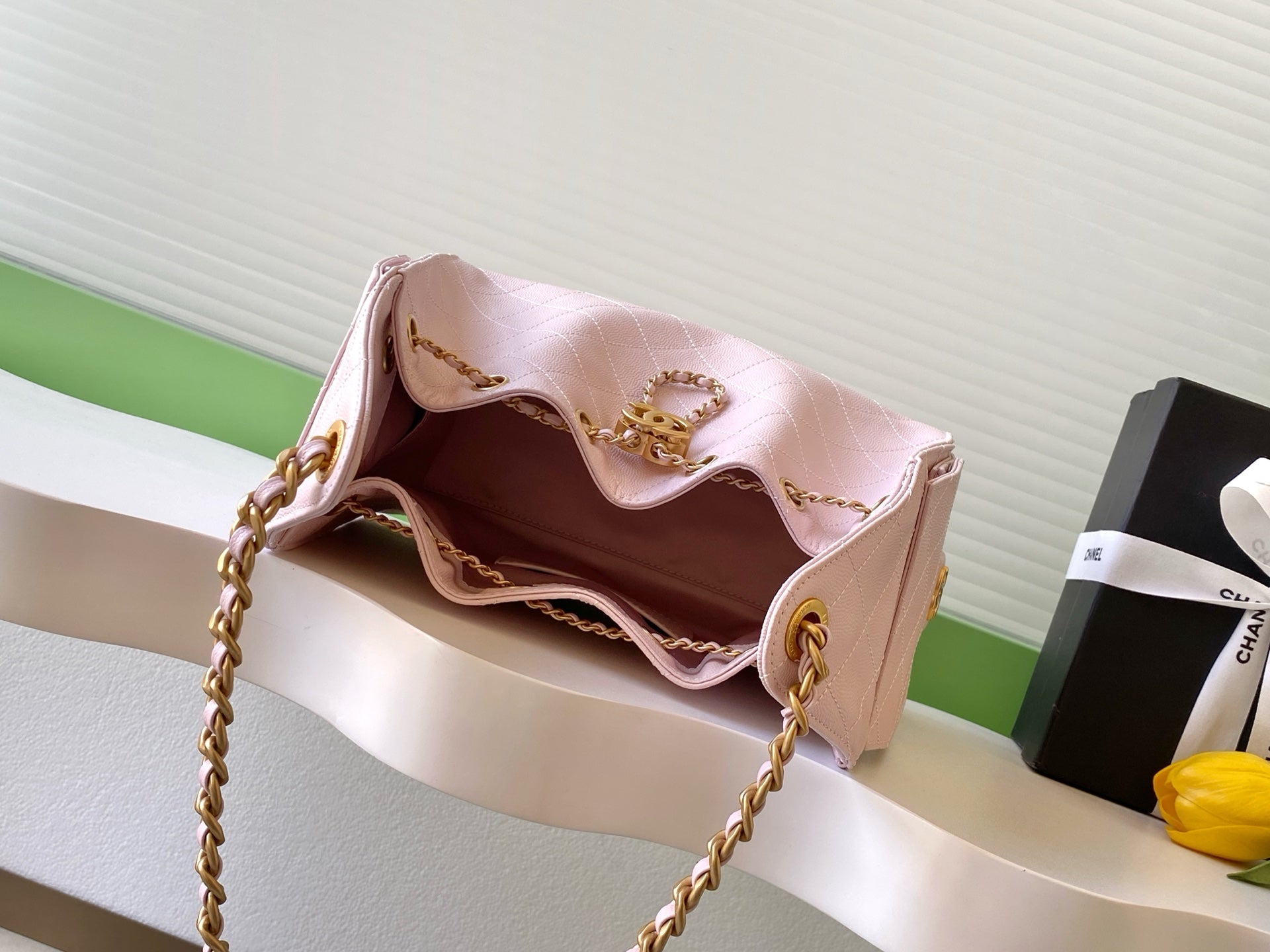 CHANEL 25S HOBO BAG 30 IN LIGHT PINK CAVIAR WITH GOLD HARDWARE