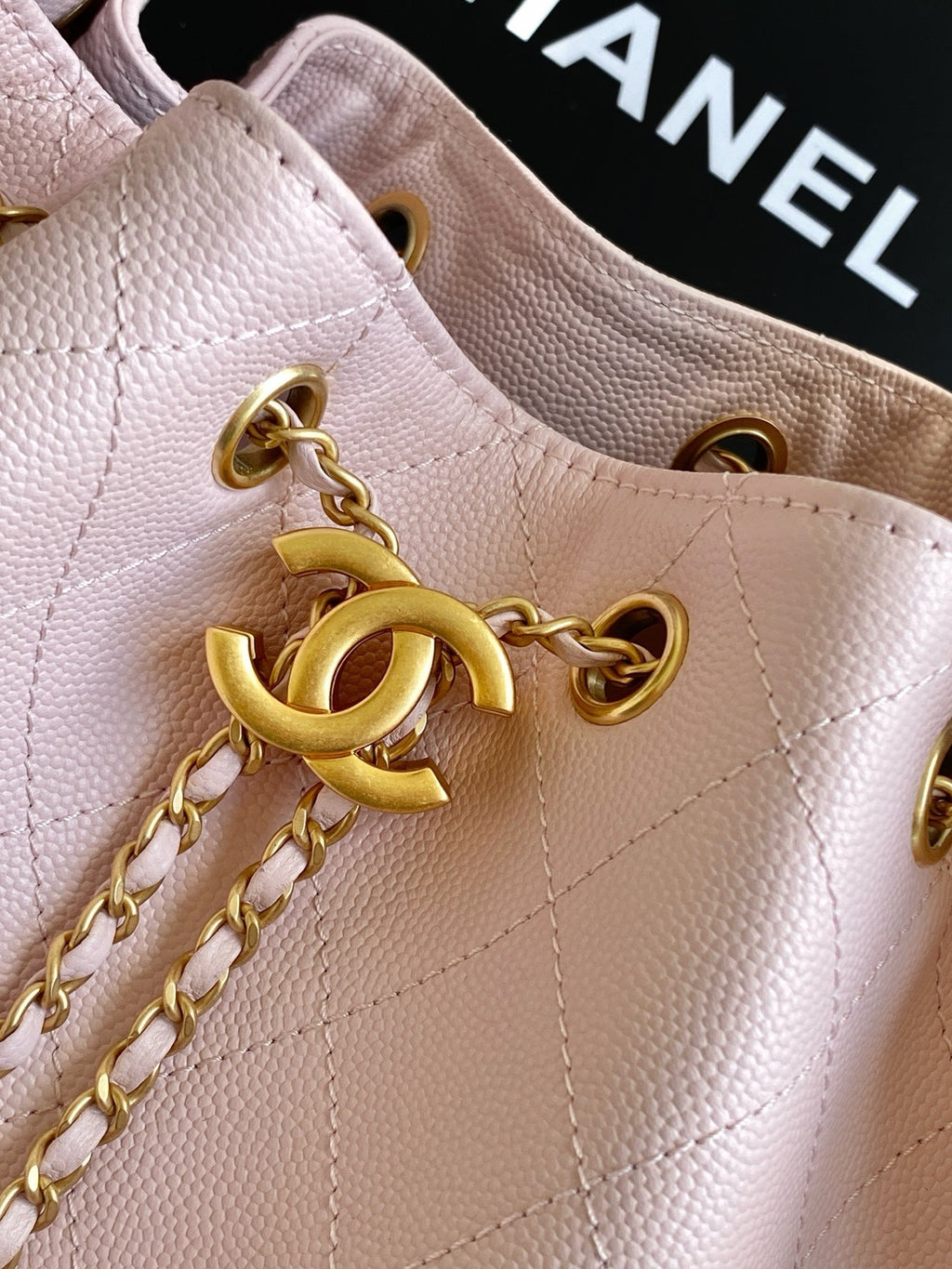 CHANEL 25S HOBO BAG 40 IN LIGHT PINK CAVIAR WITH GOLD HARDWARE