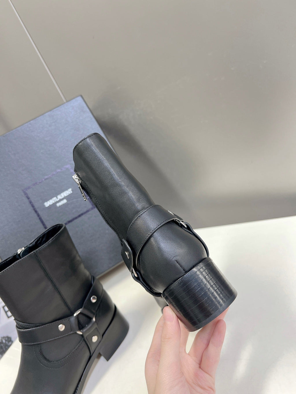 SL HARNESS BOOTS BLACK CALFSKIN